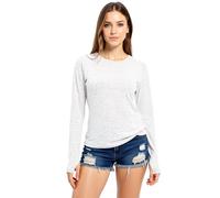 Women's Long Sleeve Workout Shirt with Thumbholes Crew Neck Athletic Running Top Soft Breathable Yoga Tunic for Gym Training Exercise Fitness Wear