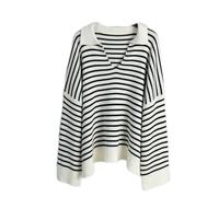 Women's long sleeved V-neck knitted pullover, winter warm thick daily casual pullover, regular top(L)