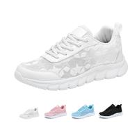 Women's Luxurious Orthopedic Sneakers,Lace Print Hollow Breathable Mesh Shoes,Soft and Comfortable Without Stuffy Feet (White,42)
