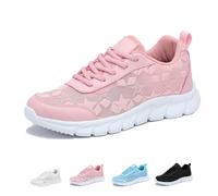 Women's Luxurious Orthopedic Sneakers,Lace Print Hollow Breathable Mesh Shoes,Soft and Comfortable Without Stuffy Feet (Pink,43)