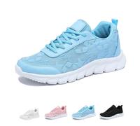 Women's Luxurious Orthopedic Sneakers,Lace Print Hollow Breathable Mesh Shoes,Soft and Comfortable Without Stuffy Feet (Blue,39)