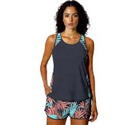 Women's Modest Two-Piece Tankini Swimsuit Set with Tummy Control, Beach Vacation Bathing Suit Featuring Tank Top and Palm Tree Print Shorts