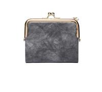 Women's Multi-Functional Double Fold Wallet Card Holder with Zipper and Kiss Lock, Gris, Taglia Unica