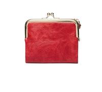 Women's Multi-Functional Double Fold Wallet Card Holder with Zipper and Kiss Lock, rouge, Taglia Unica