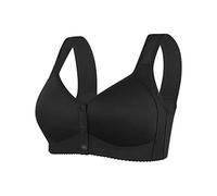 Womens No Steel Ring Front Close Bra T Back Plus Size Soutien-Gorge sans Doublure sans Couture pour Buste Ensemble Lit Adulte Complet (#3-Black, 42)