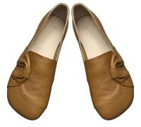 Women's Orthopedic Loafers in Breathable Leather Stylish Orthotic Flats with Arch Support Women's Loafers for Office Slip-on Walking Shoes (Yellow,42)