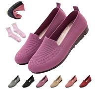 Women's Orthopedic Loafers Slip on Walking Shoes - Breathable Knit Mesh & Non-Slip Soft Sole, Lightweight Arch Support Comfort Flats for Work Travel (Purple,41)