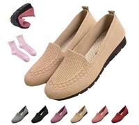 Women's Orthopedic Loafers Slip on Walking Shoes - Breathable Knit Mesh & Non-Slip Soft Sole, Lightweight Arch Support Comfort Flats for Work Travel (Khaki,40)