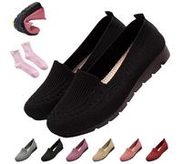 Women's Orthopedic Loafers Slip on Walking Shoes - Breathable Knit Mesh & Non-Slip Soft Sole, Lightweight Arch Support Comfort Flats for Work Travel (Black,35)
