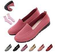 Women's Orthopedic Loafers Slip on Walking Shoes - Breathable Knit Mesh & Non-Slip Soft Sole, Lightweight Arch Support Comfort Flats for Work Travel (Pink,43)