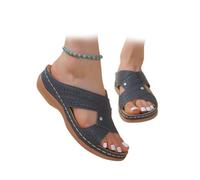 Women's Orthopedic Wedge Sandals with Arch Support 2026 Dressy Open Toe Platform Sandals for Walking Dressy Open Toe Casual Fashion Summer Sandals (Navy Blue,36)