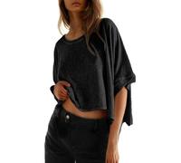 Women's Oversized Batwing Sleeve T-Shirt Summer Casual Loose Fit Short Sleeve Top Asymmetric Hem Twist Design Tee Shirt for Daily Wear