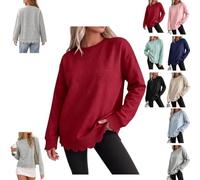 Women's Oversized Crew Neck Sweatshirt,Layered Scalloped Casual Pullover | Long Sleeve Layered Scalloped Cute Pullover Top,Lightweight Comfort Soft Loungewear,Wavy Hem Drop Shoulder Loose Fit Outfit