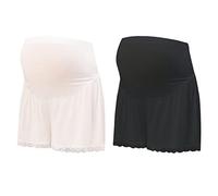 Womens Panties Women's Panties Maternity Pants Knickers Lace Short Leggings Under Dress, Ladies Boxer Shorts Under Skirt Dress Underwear 2 Pack, White and Black