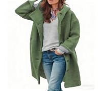 Women's Pea Coat - Womens Wool Blend Pea Coat, Elegant Single Breasted Long Winter Trench Coat with Pockets (Green,TG)