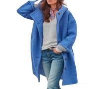 Women's Pea Coat - Womens Wool Blend Pea Coat, Elegant Single Breasted Long Winter Trench Coat with Pockets (Royal Blue,TG)