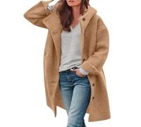 Women's Pea Coat, Womens Wool Blend Pea Coat, Elegant Single Breasted Trench Coats for Women with Pockets (Yellow,M)