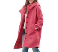 Women's Pea Coat, Womens Wool Blend Pea Coat, Elegant Single Breasted Trench Coats for Women with Pockets (Pink,TTG)