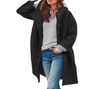 Women's Pea Coat, Womens Wool Blend Pea Coat, Elegant Single Breasted Trench Coats for Women with Pockets (Black,S)