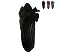 Women's Plaid Bow Ballet Flat Shoes - Non-Slip Rubber Sole Slip-on Loafers, Cute & Comfortable Casual Flats for Everyday Wear (Black,38)