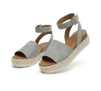Women's Platform Open Toe Buckle Ankle Strap Sandals Casual Faux Leather Dressy Elegant Flats Comfortable Summer Shoes Women Fashion Strappy Sandals (Gray,39)