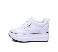 Women's Platform Sneakers Fleece Lined Warm Chunky Bottom Wedge Heel Casual Shoes For Walking Driving Work For Ladies(White,36)
