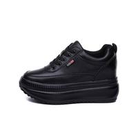 Women's Platform Sneakers Fleece Lined Warm Chunky Bottom Wedge Heel Casual Shoes For Walking Driving Work For Ladies(Black,35.5)