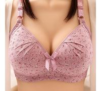Women's Plus Size Bra Flower Print Without Wire Push Up Bra for Fashionable Casual Bra, Seamless Sports, Bras (Bean Paste,16TG)