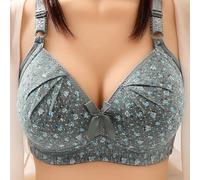 Women's Plus Size Bra Flower Print Without Wire Push Up Bra for Fashionable Casual Bra, Seamless Sports, Bras (Dark Gray,11TG)