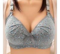 Women's Plus Size Bra Flower Print Without Wire Push Up Bra for Fashionable Casual Bra, Seamless Sports, Bras (Light Gray,14TG)