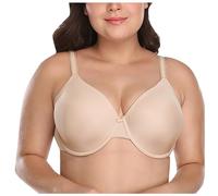 Women's Plus Size Bra Smooth Thin Cup Underwear Large Breasts with Steel Rings Lingerie Women, Khaki, 90I(Black,40J)
