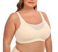 Women's Plus Size Sports Bra Without Underwired Edge American Style Front Closure Comfortable Backless Design, Beige, 6XL(Beige,S)