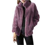 Womens Plus Velvet Sweater Thickened Stand Collar Warm Zipper Fleece Top Drawstring Fall Winter Outing Office Coats
