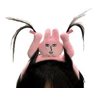 Women's Plush Hairband Pink Rabbit Hairband Funny Fun Headband Grabbing Bangs Pulling Hair Tie