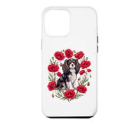 Womens Poppies Flower Tricolor Cavalier King Charles Spaniel Coque pour iPhone 12 Pro Max