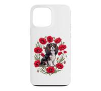 Womens Poppies Flower Tricolor Cavalier King Charles Spaniel Coque pour iPhone 13 Pro Max