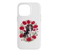 Womens Poppies Flower Tricolor Cavalier King Charles Spaniel Coque pour iPhone 14 Pro Max