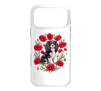 Womens Poppies Flower Tricolor Cavalier King Charles Spaniel Coque pour iPhone 17 Pro Max