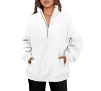 Women's Quarter Zip Pullover Half Zip Pullover Oversized Hoodies Quarter Zip Sweatshirts 2023 Fall Outfits Winter Clothes with Pockets Autumn Daliy Blouse B-166