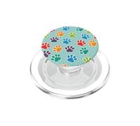 Womens Rainbow Colorful Cat Lover Dog Mom Paw Print Pattern PopSockets PopGrip pour MagSafe