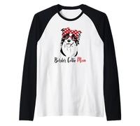 Womens Red Bandana Hipster Mama Border Collie Mom Lover Manche Raglan