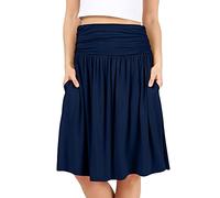 Womens Regular and Plus Size Skirt with Pockets Knee Length Ruched Flowy Skirt - Made in USA