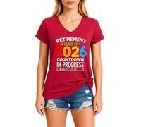 Women's Retirement Class of 2026 Countdown V Neck T Shirt Funny Graphic Tee Soft Cotton Short Sleeve Top for Future Retiree Gift Celebration Party Outfit Yellow Style