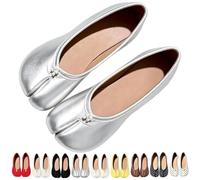 Women's Retro Tabi Split Toe Ballet Flats Faux Leather Slip-on Shoes | Round Toe Flat Low Heel Shoes, Fashion Polka Dots Shoe, Casual Comfortable Walking Wide Footwear for Party & Casual
