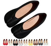 Women's Retro Tabi Split Toe Ballet Flats Faux Leather Slip-on Shoes | Round Toe Flat Low Heel Shoes, Fashion Polka Dots Shoe, Casual Comfortable Walking Wide Footwear for Party & Casual