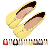 Women's Retro Tabi Split Toe Ballet Flats Faux Leather Slip-on Shoes | Round Toe Flat Low Heel Shoes, Fashion Polka Dots Shoe, Casual Comfortable Walking Wide Footwear for Party & Casual