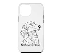 Womens Retro Vintage Line Art Long Haired Dachshund Mama Coque pour iPhone 12 Mini