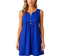 Women's Ribbed Knit Short Sleeve Top with Scalloped Lace Trim Square Neck Button Down Slim Fit Casual Summer Tee Shirt Navy Blue