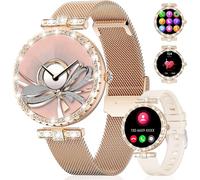 Women's Round Smart Watch, 1.19 Inch Amoled Smartwatch With Bluetooth Call, Female Function, Ip68 120+ Sports Modes, Pedometer, Diamond Women's Smart Watch Android Ios Mesh