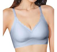 Women's Seamless Jelly Lift Bra Firm Cup Push Up Chest Thin Underwire, Light Grey, XL(Lightblue,XL)
